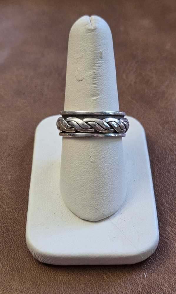 Vintage Woven Braided Spinner Ring 925 Silver Size 9.5