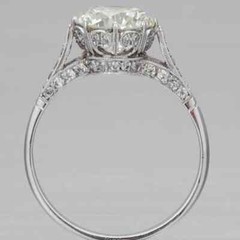 Art Deco Style White Lab Created Diamond Engagement 14K White Gold Finish Ring