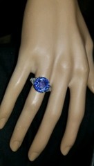 Vintage Platinum Engagement Ring 7.20ct. Natural Blue Sapphire Round Cut