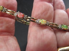EHJ VINTAGE FAS 925 STERLING SILVER BRACELET GOLDTONE WASH MULTI-COLOR SETTINGS
