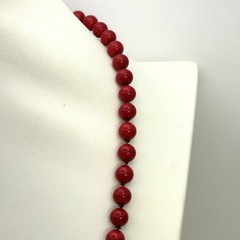 Vintage Monet Bright Red Lucite Bead Single Strand Necklace 25 in