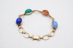 Vintage Gold Plated Sterling Silver 925 Carnelian Bracelet 7.5″