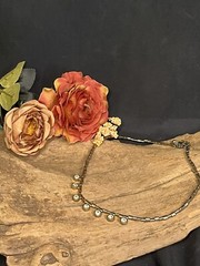 Vintage Silver Tone Necklace W Hanging Rhinestones ;Adjustable Length