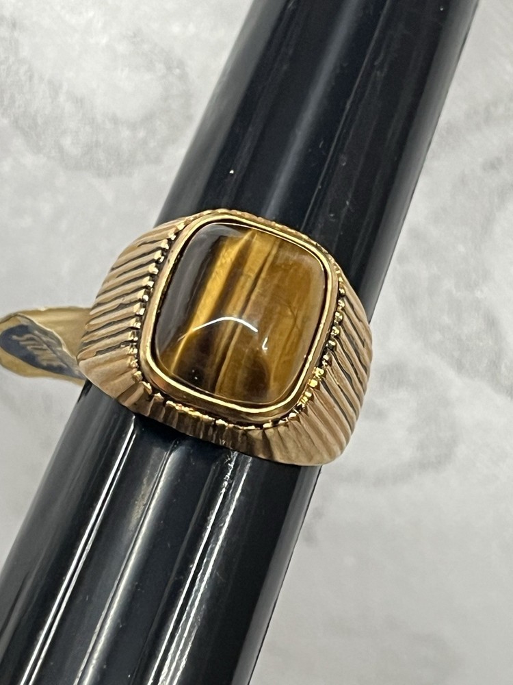 Vintage Vargas Men’s Ring 18kt Yellow Gold HGE Tiger’s Eye Sz 10.75