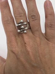 Anna Greta Eker AGE Sterling Silver Norway 5 Prong Jester Modernist Ring Size 8