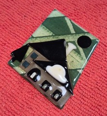 Vintage House Pins by Lucinda Green & Black Home Full Moon in Sky Pin / Brooch