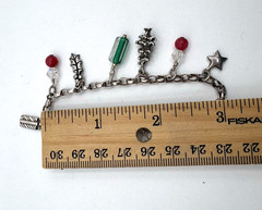Christmas Holiday Bracelet 12 Charms 7” Length Sterling Silver Marked