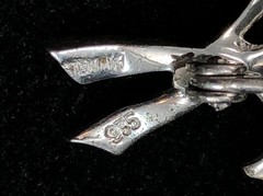 Vintage Antique 935 Sterling Baby Tooth Pearl Marcasite Brooch Pin