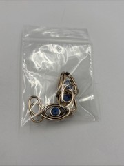Vintage 1/20 12k On Sterling Blue Glass Stone Infinity Eye Link Bracelet 6-3/4”