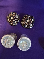 7 Pairs Pierced Earrings 1990’s 2000’s Palm Trees Enamel Rhinestone