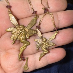 Kingston NY Necklace Nymph Fairy With Wings Plus One Earrings 20” Free Earring
