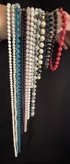 13 Vintage Beaded Necklaces, Varied Lengths And Colors. Lightweight.