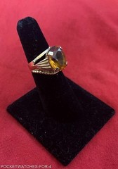 VINTAGE 18kt GOLD RING 8.5 CWT. YELLOW TOPAZ OVAL CUT RING SIZE 5.25 TO 5.50