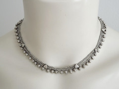 Necklace Silver Tone Heart Applications Balls Oriental 26.1 g/Approx. 39 cm