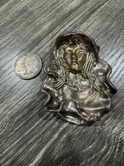 Vintage Sterling Silver LADY REPOUSSE Brooch Ans Pedant