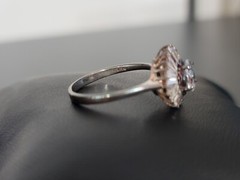 Sterling Silver 925 Pear Baguette Halo Ring Size 9.75 Signed RJ 3.51 grams