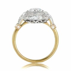 Vintage Bazel Set Edwardian Circa Lab Created Diamond Art Deco 925 Silver Ring