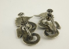 STERLING SILVER SEAHORSE EARRINGS MEXICO VINTAGE SCREW BACK MEXICAN SILVERSMITH