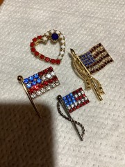 Four Fourth Of July Brooches All Older Brooches Heart Three Flags