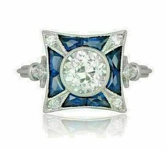 2Ct Art Deco Vintage Style Lab Created Diamond Engagement Ring 14K Gold Over Sil