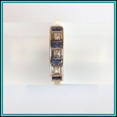 18K Yellow Gold Vintage ANTIQUE RING with Diamonds & Sapphires – Size 8½
