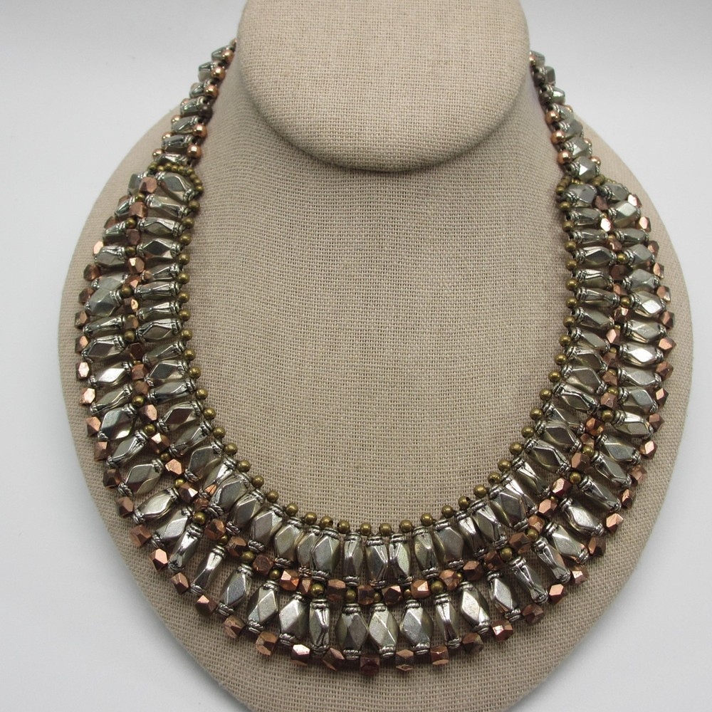 Vintage Cleopatra Necklace Egyptian Revival Mixed Metals Nakamol Collar 18 Inch