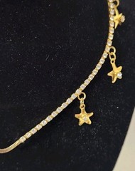 Lunch at the Ritz Star Charm Collar Necklace Goldtone Rhinestones