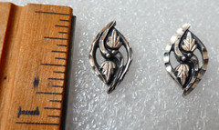 Vintage WM Wheeler Sterling Silver Grape Leaf Stud Earrings