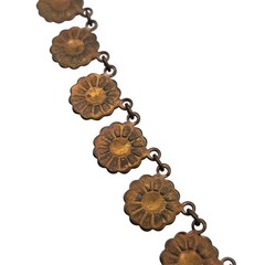 Vtg Floral Brass 15″ Choker Necklace Mid Century Linked Hand Painted Czech Style
