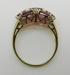 VINTAGE 10K YELLOW GOLD PINK TOURMALINE DIAMOND RING – SIZE 7 – LB2964