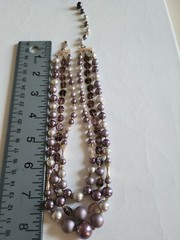 A lovely Japan lilac and grey pearls with purple glass discs necklace