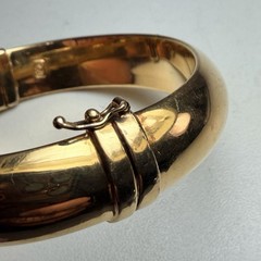 Hollow Gold Wash 925 Sterling 6-3/4″ x 1/2″ ITALY Vintage hinged Bangle Bracelet