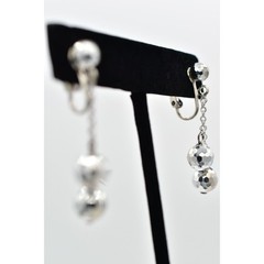 Vintage Crystal Clip On Earrings Silver Chain Disco Ball Chain Drop 1950s A23