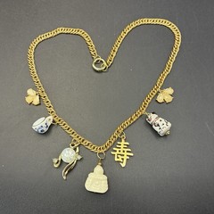 Vintage Estate Assemblage of Charms &Trinkets: Thermoset Confetti, Lucite Buddha