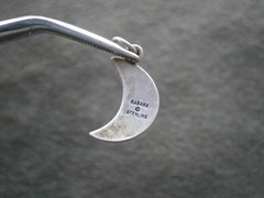 Kabana Starry Crescent Moon Vintage Sterling Silver Bracelet Charm Pendant