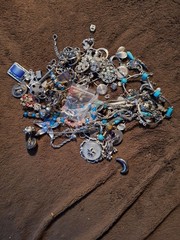 Large 1/2 Pound Collection Of Vintage Silver Toned Jewelry Pieces Poss. Sterling