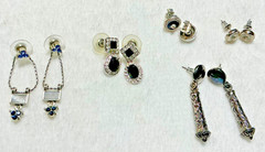 Vintage Silver Tone Drop Post Earring Lot, Napier Mother of Pearl/Abalone