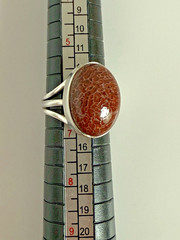 Vintage 925 Sterling Silver Fossil Bone Statement Ring Size 6.5 Oval