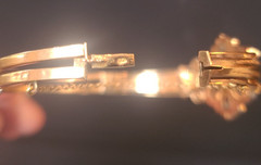 Stunning Vintage 14 KT Solid Yellow Gold Bracelet with White Opal and Sapphires