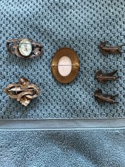 Vintage Mixed Lot 6 Brooches 925 Silver w/ Turquoise Cabochon & Bird Pins