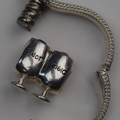 Pinot Noir Wine Glasses with Gemstones Charm Sterling Silver