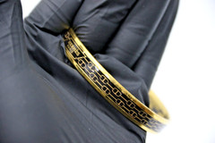 Hermes Black & Gold Enamel Anchor Chain Motif Bangle Bracelet