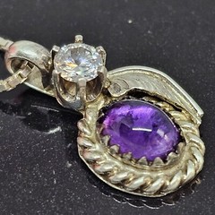 BB 925 Sterling Silver – Amethyst & Cubic Zirconia Pendant Chain Chain Necklace