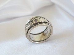 Vintage Sterling Silver 925 Natural Amethyst Spin Spinning Vine Ring 9.5