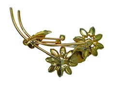 Vintage Jet & AB Rhinstone Flower Brooch