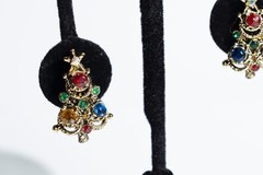 Vintage Fashion ClipOn Earrings – Festive Christmas Trees Sparkling Rhinestones