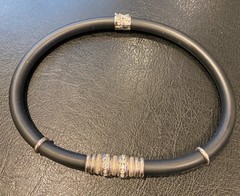 Erwin Pearl Choker & Bracelet Set Forever Silver Rubber Cubic Zirconia Modernist