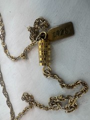 Vintage 1928 Triple Locket Spinner Gold Tone Pendant Necklace 15in Chain Ornate