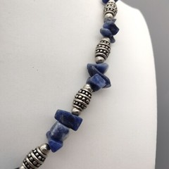 Sodalite Blue Genuine Stone Bead Necklace 18″ Vintage Estate Boho Chic Healing