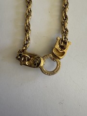 Vintage JACKIE COLLINS Rhinestone Cat Panther Leopard Gold Plated Necklace